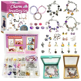 OMTOFUEN Charm Jewelry Making Kit, Create Your Own Bracelets, Necklaces, Earrings,Crafts Gifts Set for Arts and Crafts,5-12girls
