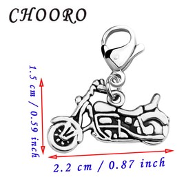 CHOORO Motorcycle Pendant Zipper Pull Motorcycle Clip on Charm Perfect for Necklaces and Bracelets Motor Cyclist Jewelry (Motorcycle Zipper Pull)