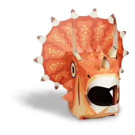 Fiesta Crafts Triceratops 3D Dinosaur Mask Kit - Colourful & Easy to Assemble Dino Head Costume-Complete Set to Improve Motor Skills, Creativity, & Imagination - Fits Kids & Adult Heads