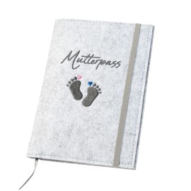 luxdag Maternity Log Cover with Elastic Band Made of Felt (Choice of Colour and Embroidery) - Cover for Maternity Log & Vaccination Certificate - Organiser - Gift for Expecting Mothers
