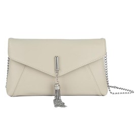 UShopUK Faux Leather Flap Envelope with Tassel Cross Body Bridal Prom Wedding Evening Clutch Party Hand Bag (Beige)