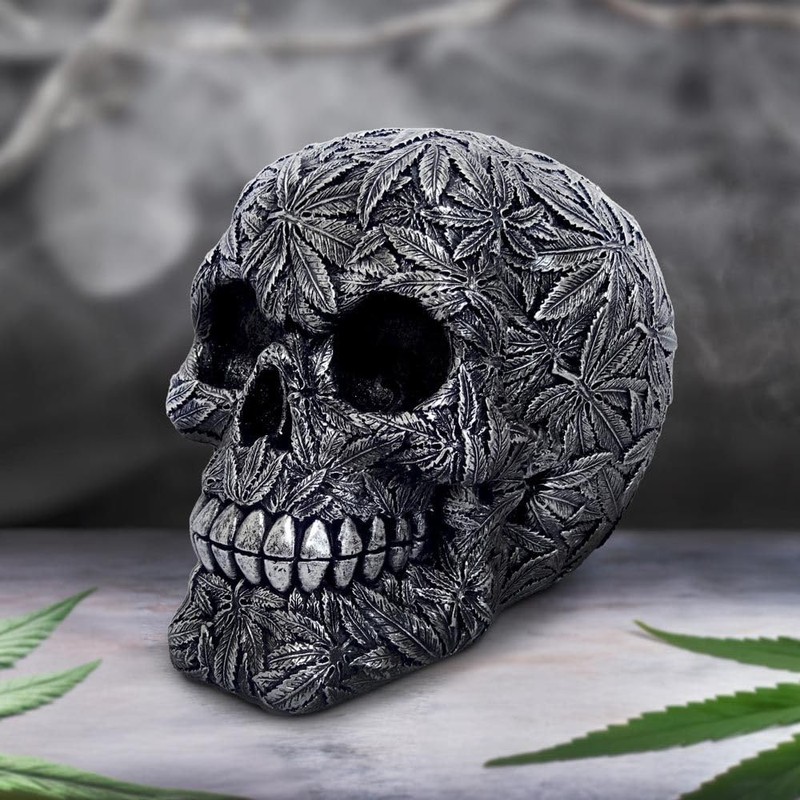 Nemesis Now High Life Skull Ornament, Resin, Silver, 15.5cm