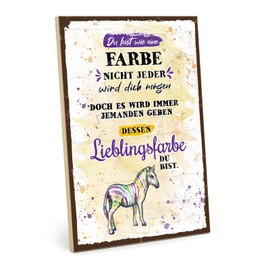 TypeStoff Wooden Sign with Saying - Favourite Colour - Vintage Look with Quote as Gift and Decoration on Love and Friendship - HS-01263