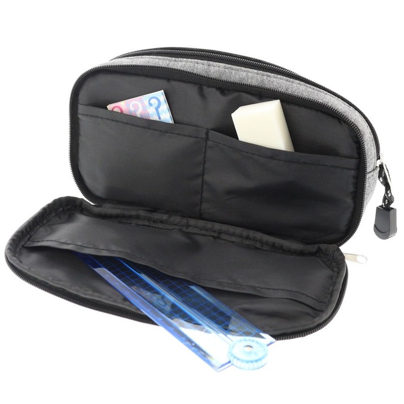 Sunstar Stationery Outdoor Pencil Case, 2 Rooms, Black S1414690