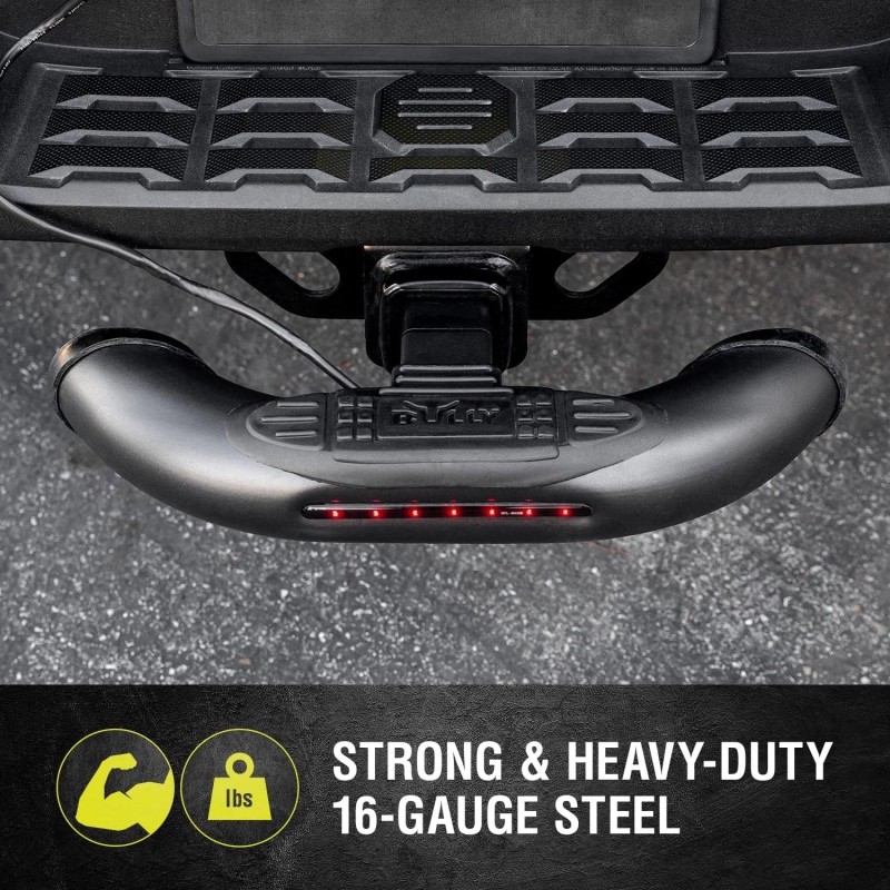 Bully Black Steel Hitch Step w/ LED Brake Light Fits