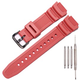 XBHSW Resin strap Compatible with Casio AE-1000w AE-1200 SGW-300H 500 W-800H Men's Waterproof Rubber Replacement Watch Band Bracelet(Red)
