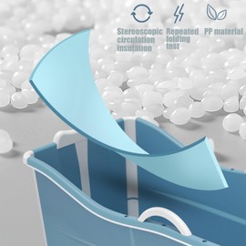 Foldable Bath Tub for Adult Wide Bathtub, SPA Freestanding Portable Bath Tubs Adult Collapsible Bathtub Adult Blue With Lid