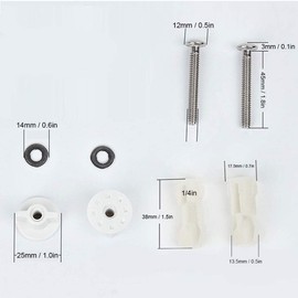 OVAQUIXI Juego de Tornillos Universales para Tapa de Inodoro, Kit de Piezas de Repuesto con Acero Inoxidable 304 para Instalación de Asiento de Inodoro de Baño