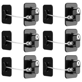 HalfofLife Refrigerator Lock, Child Safety Cabinet Locks, Mini Fridge Locks for Adults, Heavy Duty Lock for Refrigerator Cabinets, Drawers, Safety with Key, Black (4 PCS)