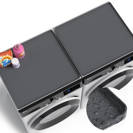 Iycnkok Washer and Dryer Covers for the Top - 27''x 27'' Silicone Protector Mat for Washing Machine Countertop - Non-slip Rubber Waterproof Dustproof Ideal for Laundry Kitchen - Gray 2 Pack