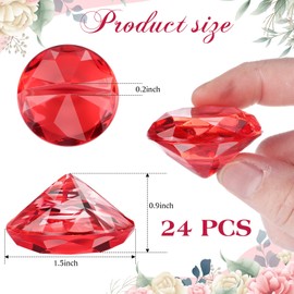 Boao 24 Pack Diamond Place Card Holders Crystal Diamond Party Decorations Favor Acrylic Table Number Holder for Weddings Home Table(Red)