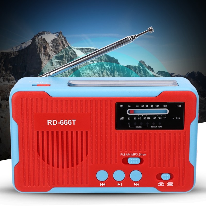 RD-666T Portable Solar Powered Emergency Hand Crank AM FM Radio