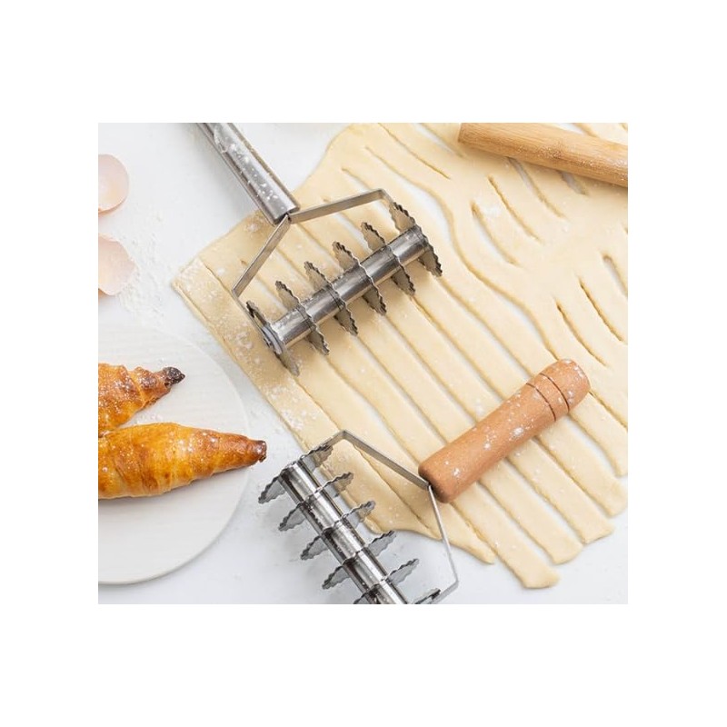 Stainless Steel Dough Lattice Roller Cutter with Cutter for Dough
