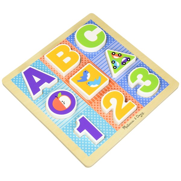 Melissa & Doug 11899 First Wooden Toys ABC-123 Chunky Puzzle(9