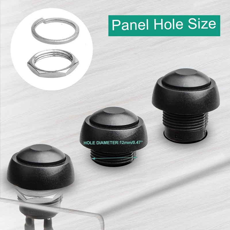QTEATAK 1/2"(12mm) Pre-Wired Mounting Hole On/Off Mini Round Waterproof Momentary