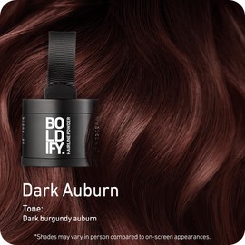 BOLDIFY Hairline Powder - Root Touch Up Hair Color for Gray Coverage - Bald Spot Concealing Hair Powder for Women & Men - 24-Hour Stain-Proof - Dark Auburn