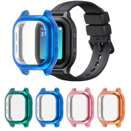 Valband 4 Packs Screen Protector Compatible with Gabb Watch/Gabb Watch 2 Ultra Slim Soft Full Cover Case for Gabb Kids Watch, Green/Blue/Rose/Gold