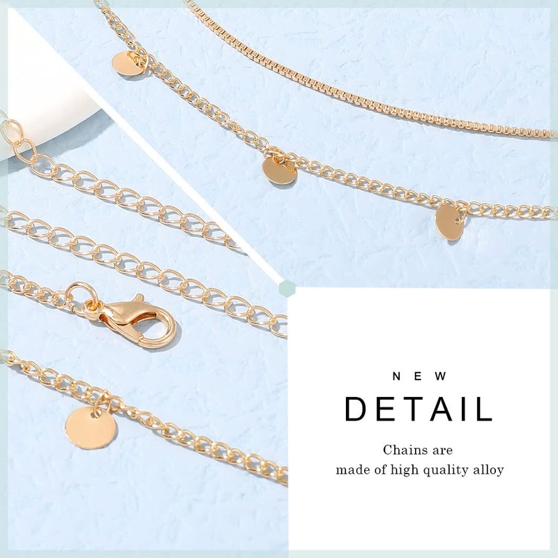 Chaioe Boho Double Belly Chain Gold Sequins Waist Chain Beads