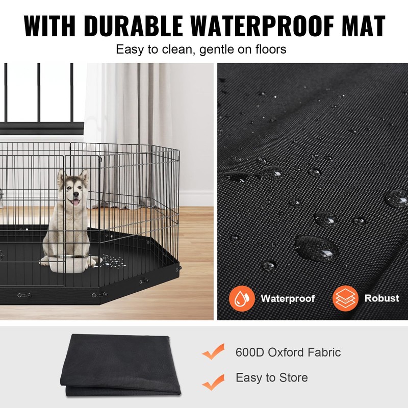 VEVOR Foldable Metal Dog Exercise Pen, Pet Playpen Dog Fence
