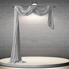 DONREN Grey Window Scarf for Background - Luxury Soft Sheer Scarf Add to Window Curtains for Enhanced Effect (52 by 216 Inch,1 Pack)