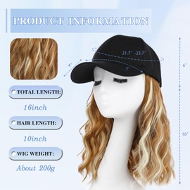 AISI QUEENS Hat Wig Hat with Hair Attached for Women Cap with Hair Attached for Women Baseball Cap Wig Extensions Short Wave Synthetic Adjustable for Daily Use