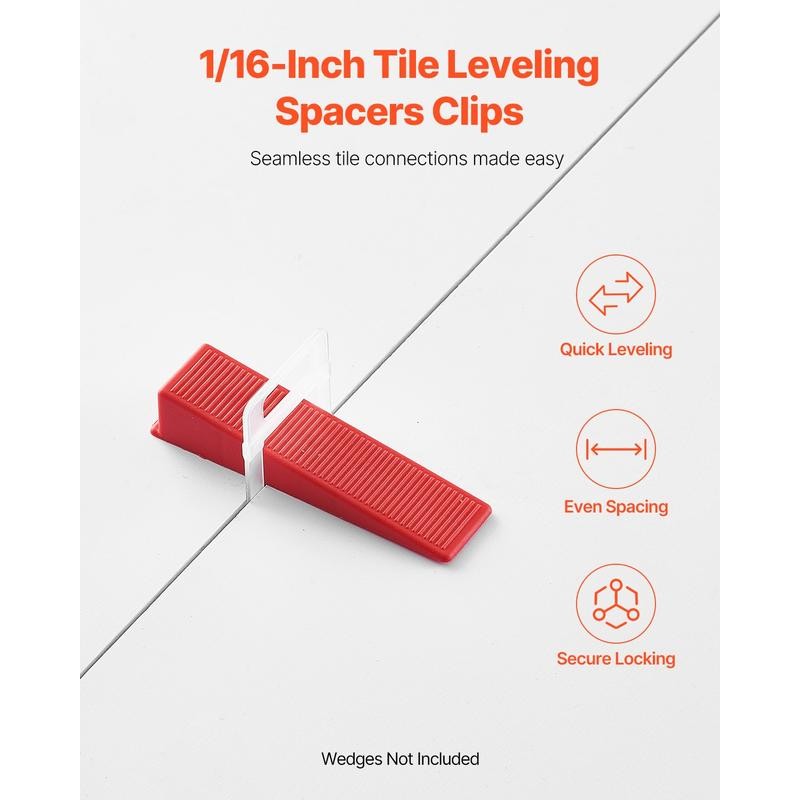 Tile Leveling System Clips 2200PCS 1/16" 1.5mm Floor Wall Spacer