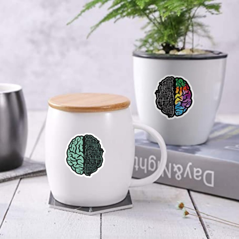 UBOFUGS 50 Pcs Brain Stickers Pack | Colorful Brain Stickers