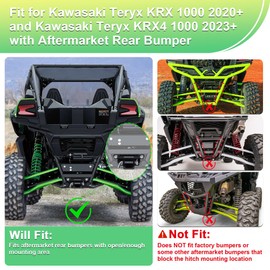 2 Inch Rear Hitch Receiver Fit for Kawasaki Teryx KRX 1000 2020+ and Kawasaki Teryx KRX4 1000 2023+ with Aftermarket Rear Bumper, Heavy Duty 2" Receiver Hitch Rust Resistant with M12 10.9 Grade Bolt