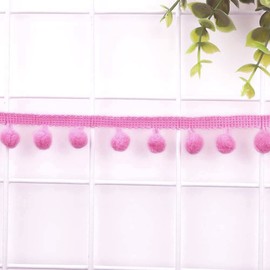 5 Yards 12 mm Pompoms Border for Crafts, Decorative Ribbon with Pompoms Balls Pom Poms Fringe Trim Decorative Ribbon Decorative Border Sewing Accessories for DIY Crafts Apparel Clothing, Costumes,