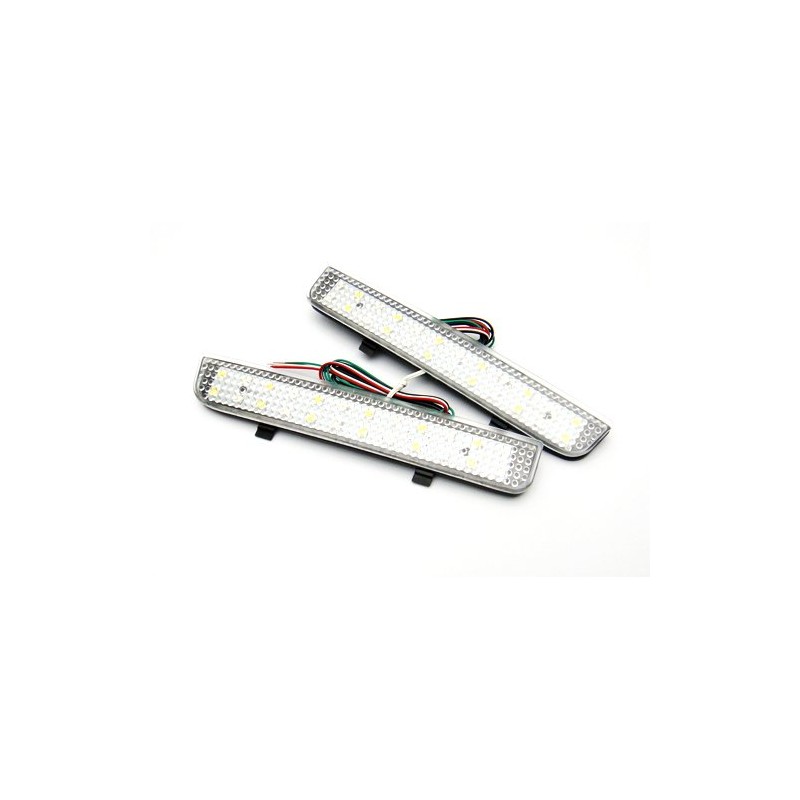 2x Clear Lens Rear Bumper Reflector LED Fog Tail Stop