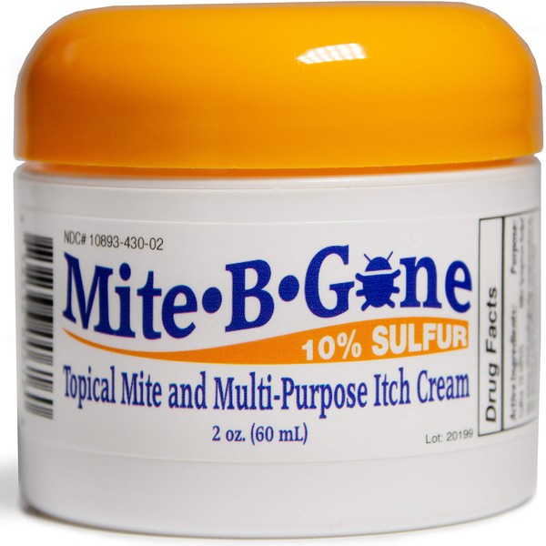 Mite-B-Gone 10% Sulfur Cream Itch Relief for Insect Bites, Acne, Itching, Discomfort & Redness | Fast & Effective Relief for All Itch with an All-Natural Blend of Anti-Inflammatory Ingredients| 2 oz