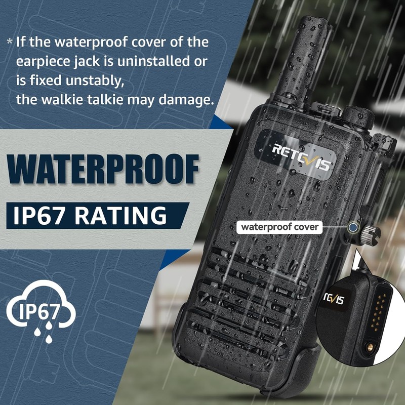 Retevis RB47 IP67 Waterproof Walkie Talkies, Small 2 Way Radio,