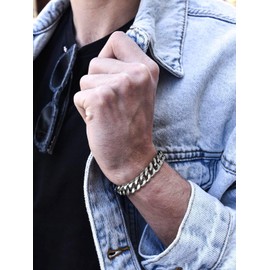 Supcare Chunky Bracelets for Man, 13MM Stainless Steel Cuban Link Bracelet Chains 21cm