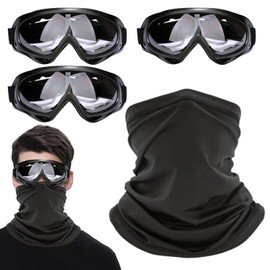 HDGSAFD Pack of 3 Cycling Glasses, 1 Bicycle Mask, Windproof Glasses, Protective Glasses, Sports Safety Glasses, Child Safety Glasses, Anti-Fog Transparent Cycling Glasses