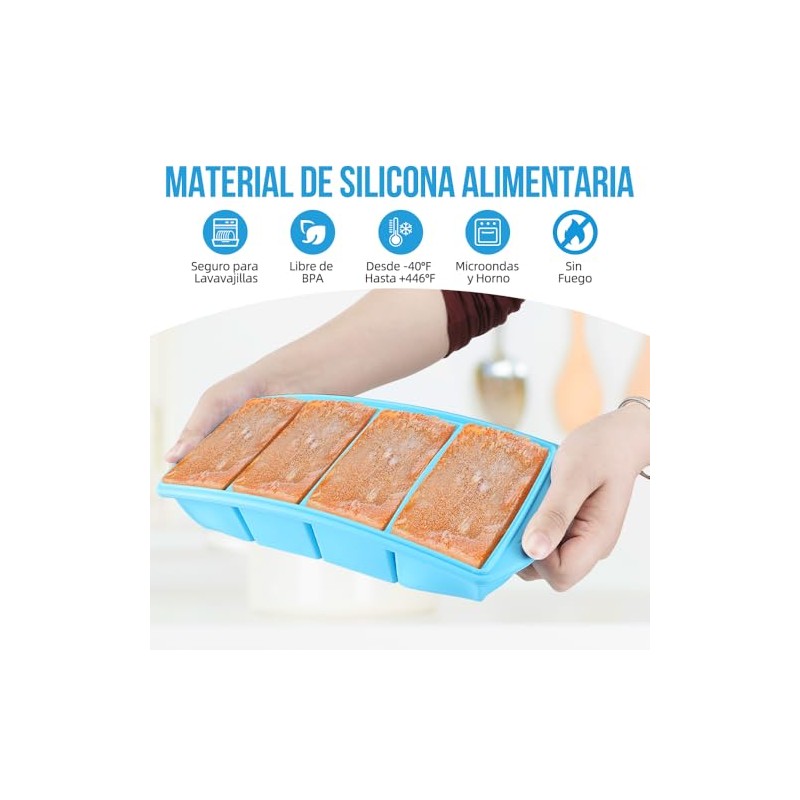 SlowTon Bandejas de Silicona para Congelador Hielo y Sopa, 2/4