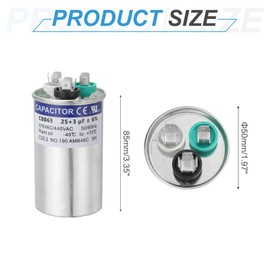 PATIKIL CBB65 Capacitor, 25+3uF 370-440 VAC 50/60Hz Aluminium CBB65 Air Conditioner Motor Starting Round Capacitor for HVAC Systems, Air Conditioner, Heat Pump