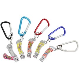 com-four® 5 x nail clippers with carabiner in great colours