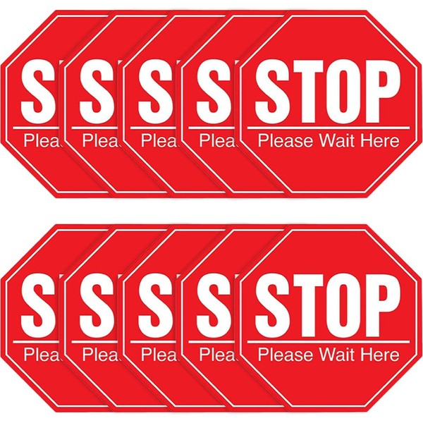 10pcs Stop Wall Sticker Safety Distance Floor Decals Stop Please