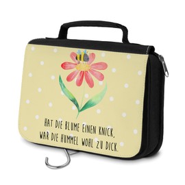 Mr. & Mrs. Panda Bumble Bee Flower Toiletry Bag, yellow, Hand drawn