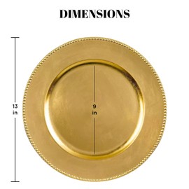 MYEventProducts 24 Pack | 13 inch Gold Beaded Charger Plates | Fancy Plastic Plates | Heavy Duty, Durable & Sturdy Plastic Chargers for Dinner Plates | Plastic plates for Wedding, Party Supplies