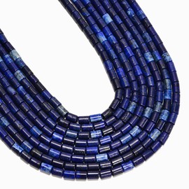 49 abalorio de 6 x 8 mm de color azul real natural de lapislázuli tubo cilíndrico liso para hacer joyas, pulseras, manualidades