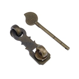 Chinflly Padlock Hasp Door Clasp,Antique Heavy Duty Door Hasp,Vintage Solid Brass Gate Latch Lock with Plug Rod,Dark Brass Hasp