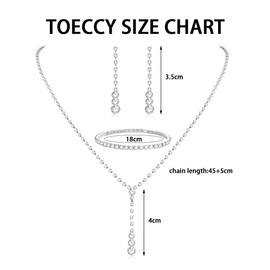 TOEECY Bridal Wedding Jewellery Set for Women Rhinestone Crystal Necklace Bracelet and Teardrop Dangle Earrings Set Gifts for Women Bridesmaid Costume Dress Wedding （Silver#2）