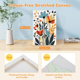 BOWETILE 2 Pack Paint by Numbers for Adults Beginners Framed, Flowers Adults' Paint-by-Number Kits, Easy Adult Paint by Number Kits on Canvas, Acrylic Number Painting for Home Decor, 8x12in