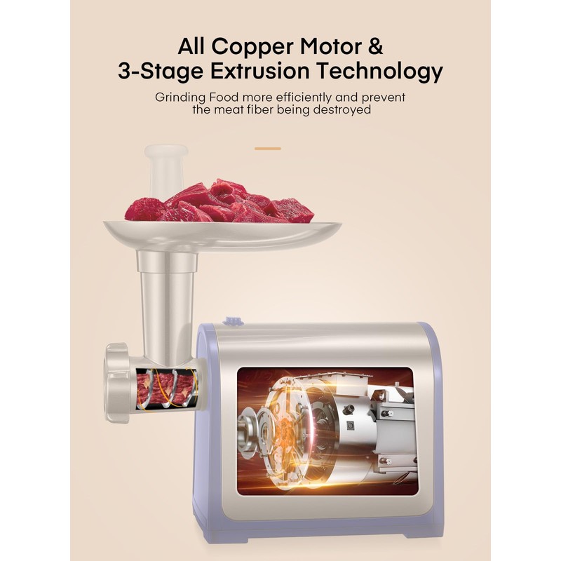 Electric Meat Grinder, Sausage Stuffer with 3 Sausage Tubes, 2