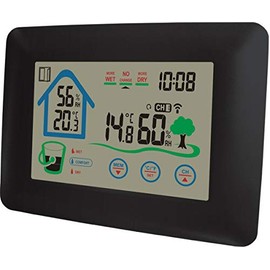 Denver WS-520 Weather Station with Touch Control - Indoor, Outdoor Thermometer, Hygrometer, Extreme Temperature Measurement, Window Opening Indicator, Black