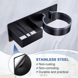 YAYINLI Hair Straightener Holder Wall, Blow Dryer Holder Wall Mounted Hairdryer Holder for Bathroom, Hair Tools Organizer & Storage Curling Iron Holder, Salon Hair Dryer Holder (Black)