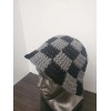 Black And Gray Crochet Checkered Bucket hat festival Boho Hippie