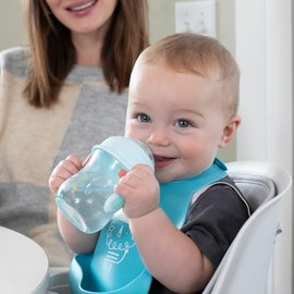 Chicco Vaso de Transición, Vaso antigoteo para bebé de 200 ml, con boquilla ergonómica de silicona, doble válvula antigoteo y 0% BPA, 4M+, Azul