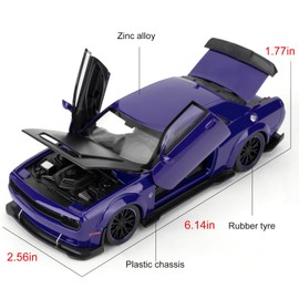 1/32 Dodge Hellcat Model Cars,Diecast Alloy Toy Car with Sound and Light Functions, Collectible Pull Back Vehicle, Gift for Children Purple